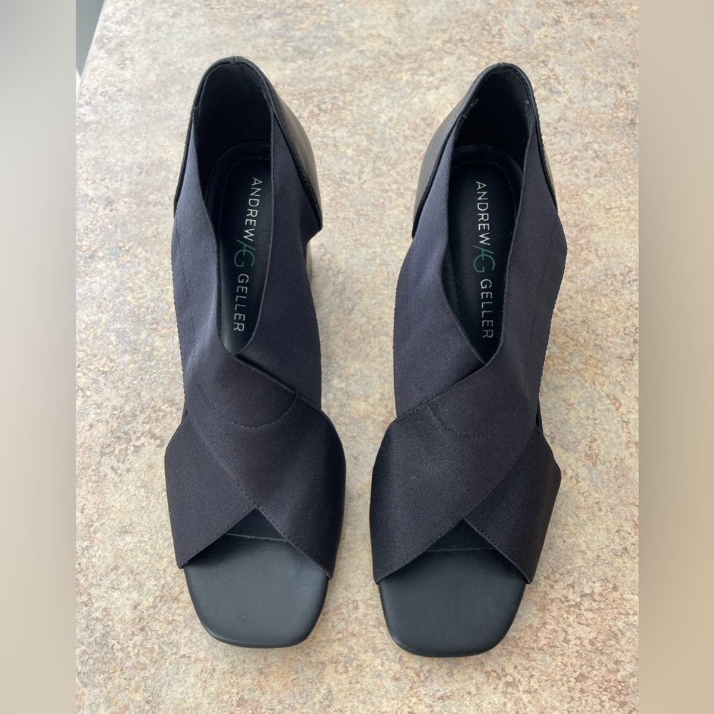 NEW Andrew Geller Black Open Toe Heels size 8.5